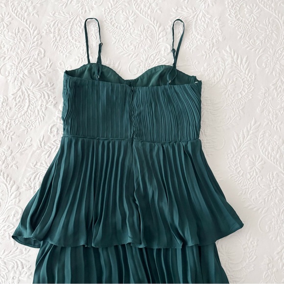 NWOT Lulus Cascading Crush Emerald Green Tiered Bustier Midi Dress XSmall - Picture 5 of 7